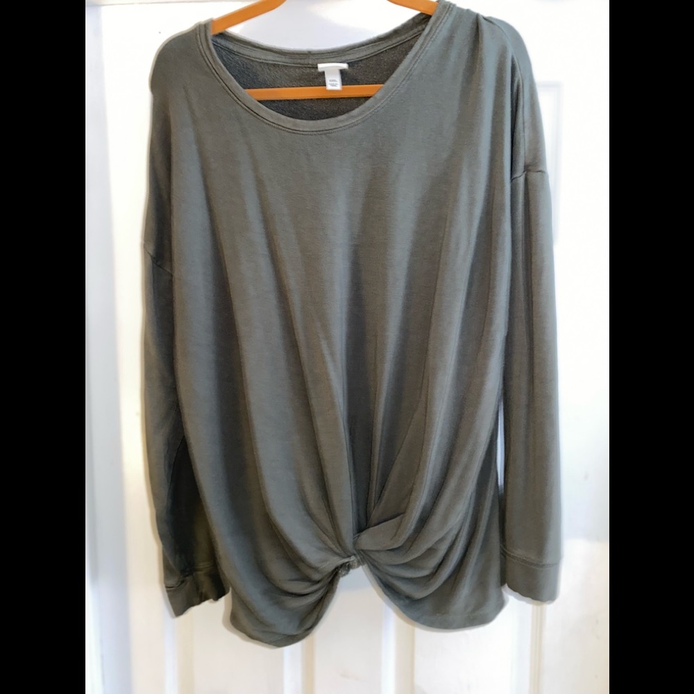 Dark green sweater- tied front